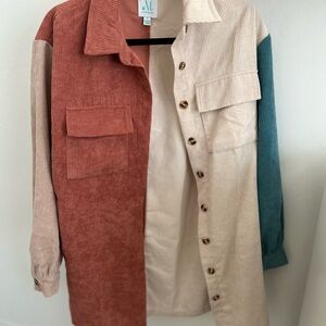 Colorblock Corduroy Midi Dress